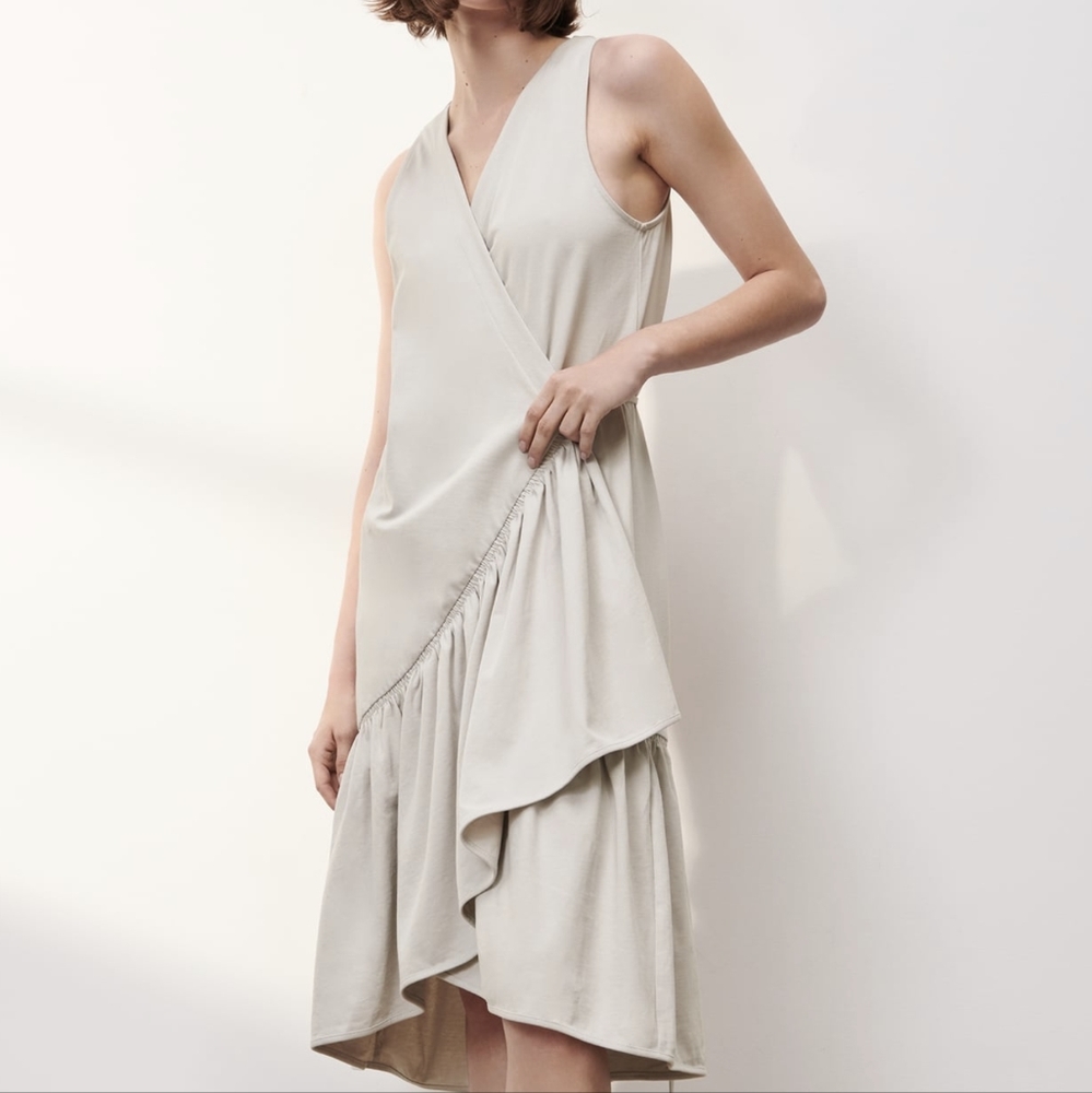 Nwt Zara Wrap Ruffle Midi Dress
